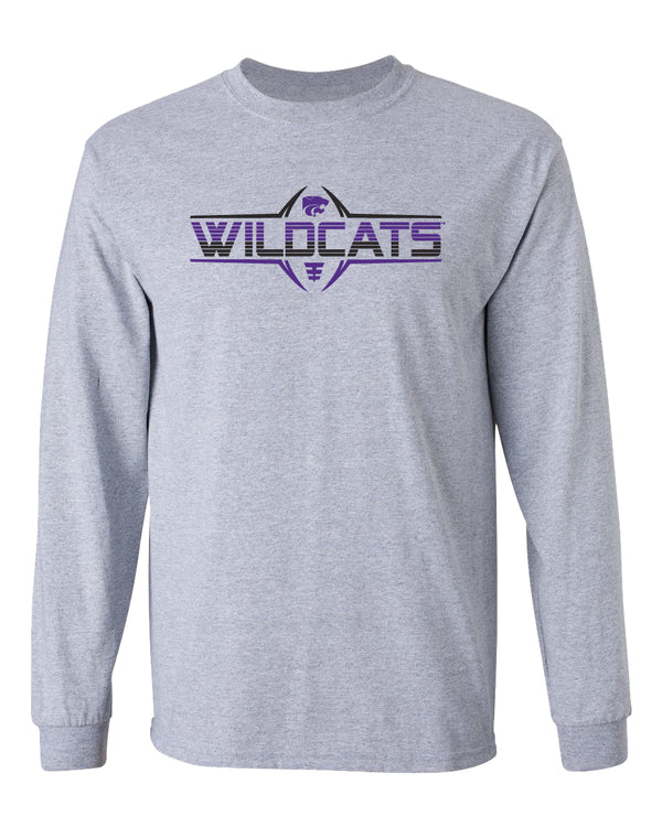 K-State Wildcats Long Sleeve Tee Shirt - Striped WILDCATS Football Laces