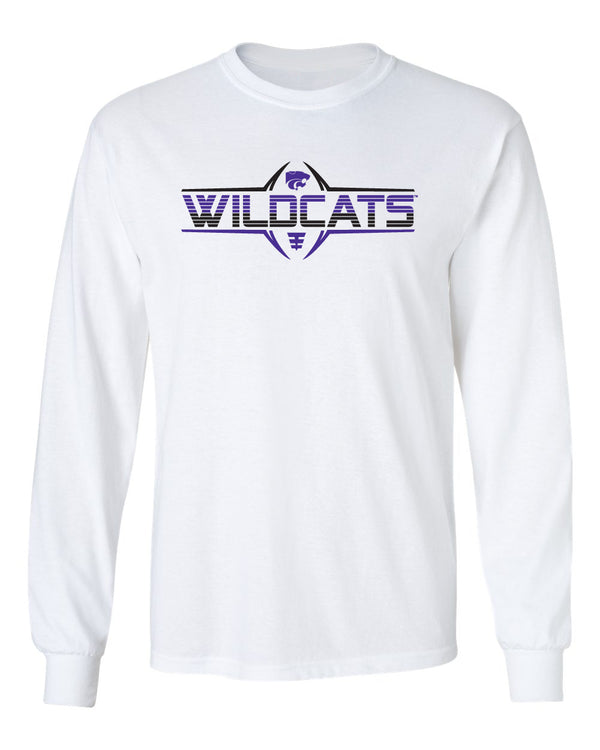 K-State Wildcats Long Sleeve Tee Shirt - Striped Wildcats Football Laces