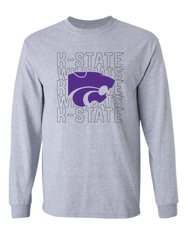 K-State Wildcats Long Sleeve Tee Shirt - Powercat Overlay