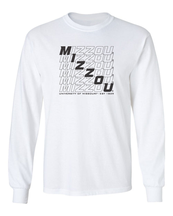 Missouri Tigers Long Sleeve Tee Shirt - Mizzou Diagonal Echo
