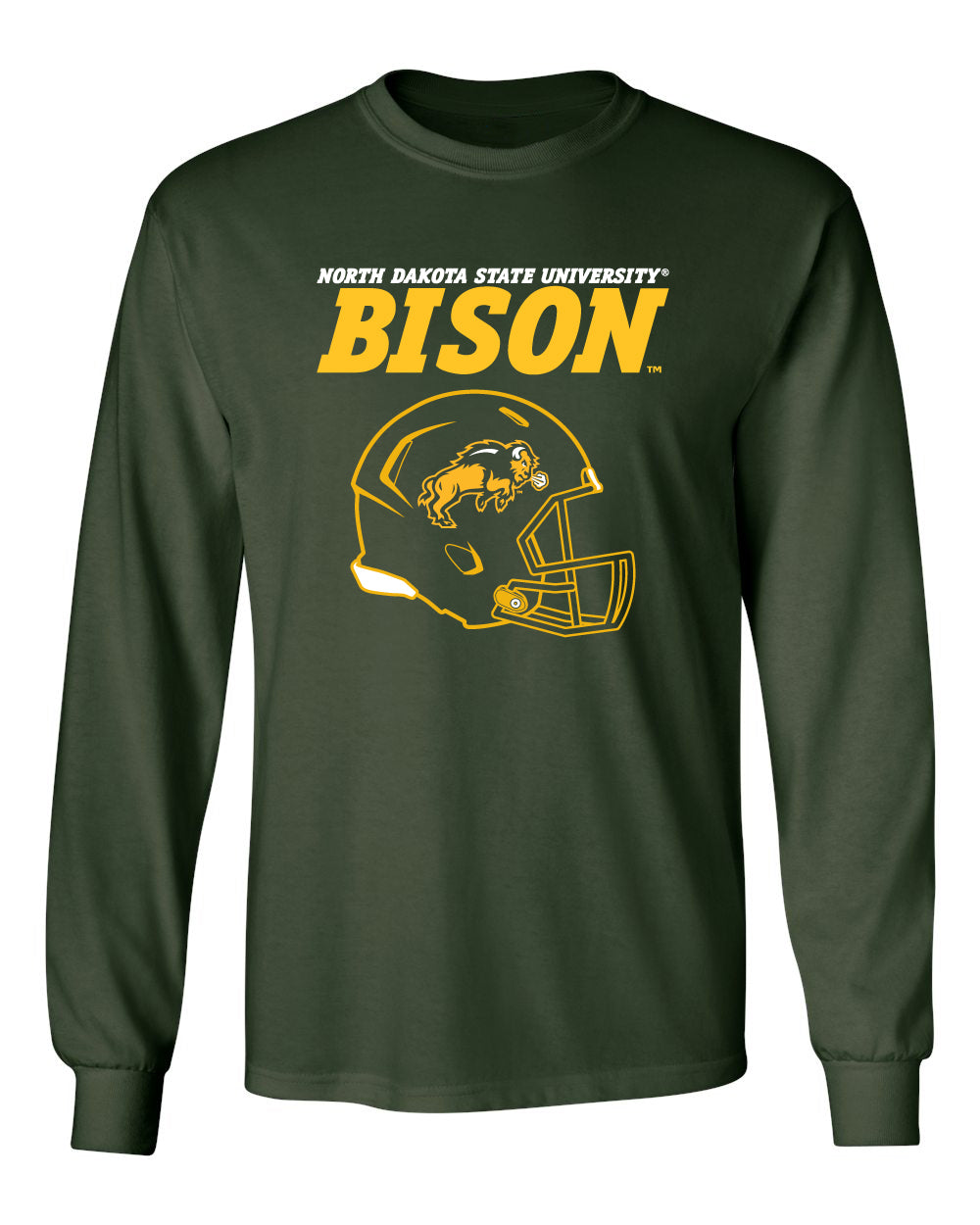 NDSU Bison Long Sleeve Tee Shirt - NDSU Bison Football Helmet