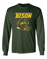 NDSU Bison Long Sleeve Tee Shirt - NDSU Bison Football Helmet