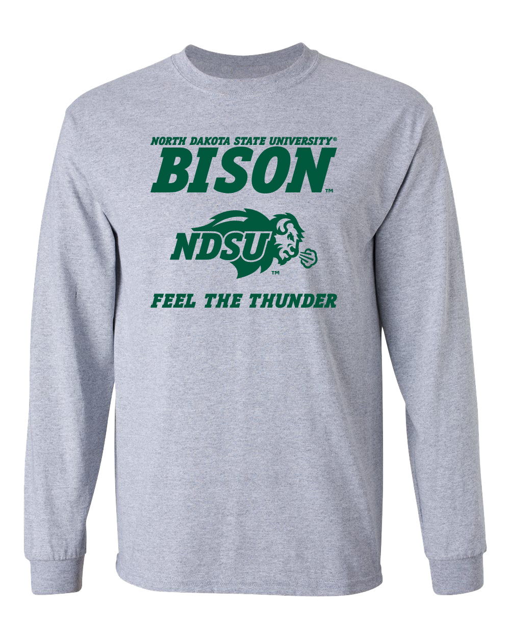 NDSU Bison Long Sleeve Tee Shirt - NDSU Bison Feel The Thunder