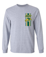 NDSU Bison Long Sleeve Tee Shirt - Bison Logo Vertical Stripe
