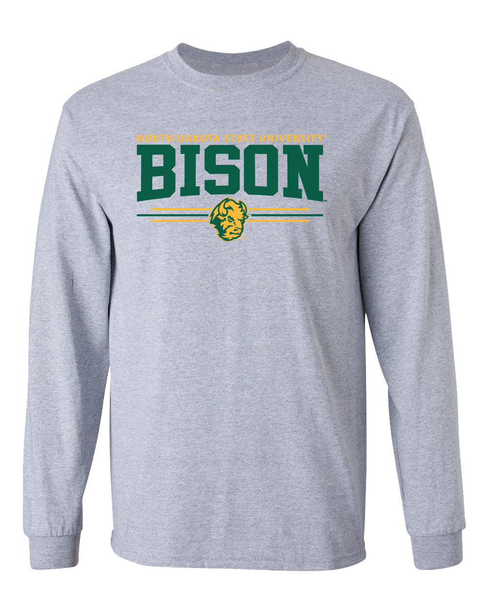 NDSU Bison Long Sleeve Tee Shirt - Bison 3-Stripe