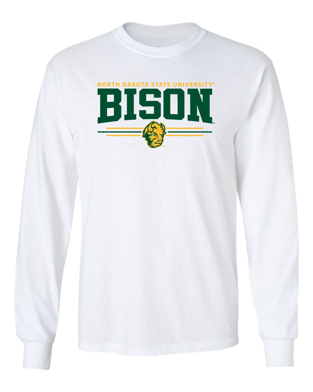NDSU Bison Long Sleeve Tee Shirt - NDSU Bison 3-Stripe