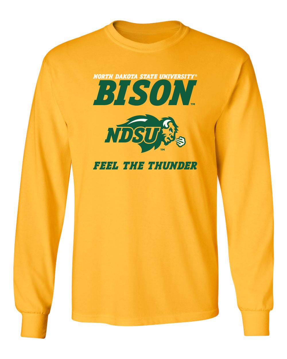 NDSU Bison Long Sleeve Tee Shirt - Bison Feel The Thunder