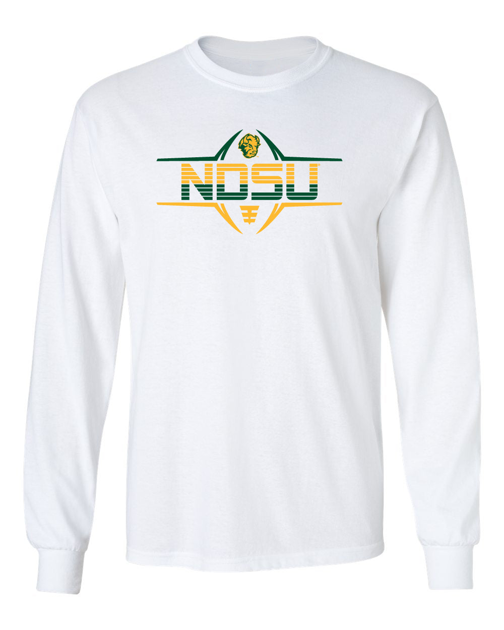 NDSU Bison Long Sleeve Tee Shirt - Striped NDSU Football Laces