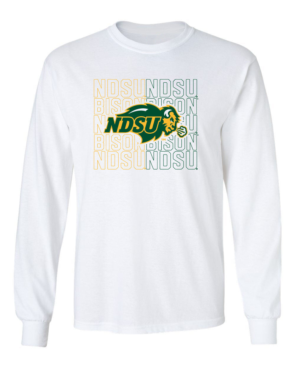 NDSU Bison Long Sleeve Tee Shirt - NDSU Bison Logo Overlay
