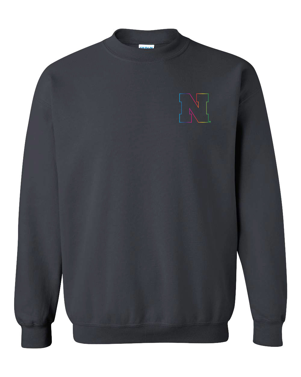 Nebraska Rainbow Outline N Crewneck Sweatshirt