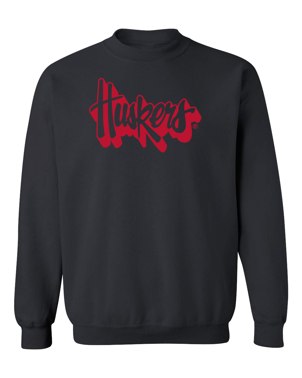 Nebraska Huskers Crewneck Sweatshirt - Red Script Huskers Outline