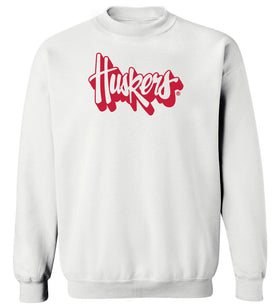 Nebraska Huskers Crewneck Sweatshirt - Red Script Huskers Outline