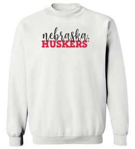 Nebraska Huskers Crewneck Sweatshirt - Script Nebraska Block Huskers