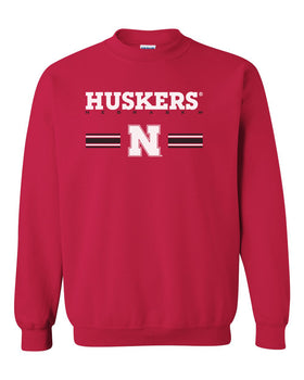 Nebraska Husker Crewneck Sweatshirt - HUSKERS Stripe N