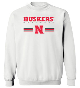 Nebraska Huskers Crewneck Sweatshirt - HUSKERS Stripe Block N