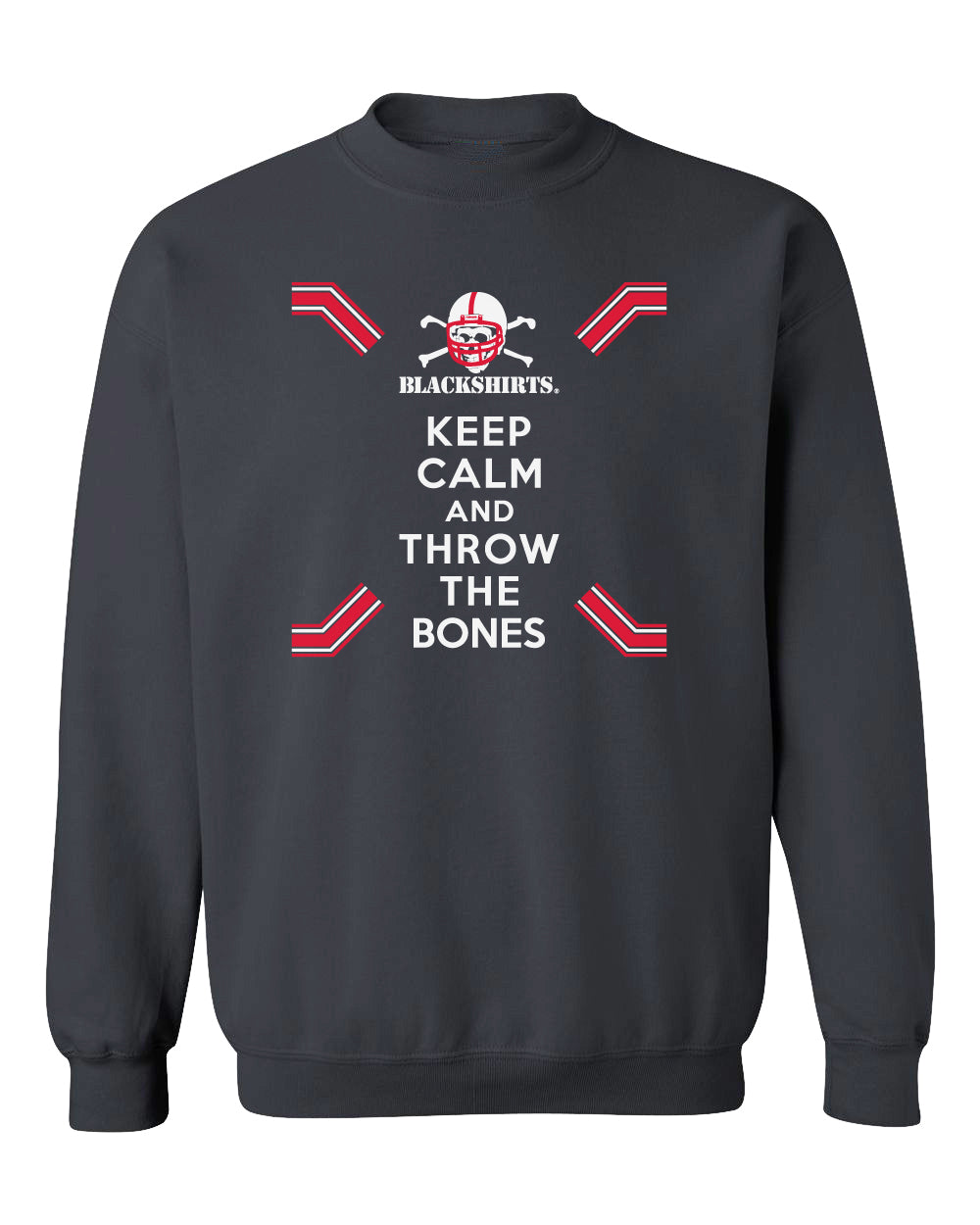 Nebraska Husker Crewneck Sweatshirt - Keep Calm and THROW THE BONES