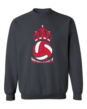 Nebraska Huskers Crewneck Sweatshirt - Nebraska Huskers Volleyball Crown