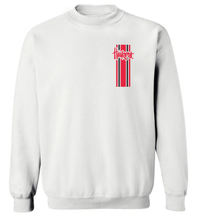 Nebraska Huskers Crewneck Sweatshirt - Vertical Stripe Script Huskers