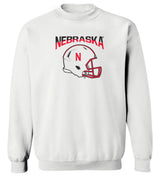 Nebraska Huskers Crewneck Sweatshirt - Nebraska Huskers Football Helmet