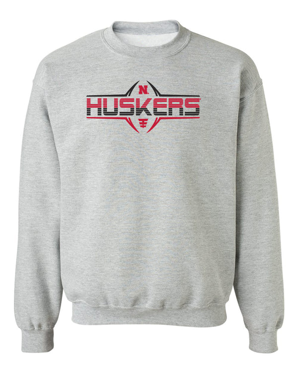 Nebraska Huskers Crewneck Sweatshirt - Striped HUSKERS Football Laces