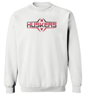 Nebraska Huskers Crewneck Sweatshirt - Striped HUSKERS Football Laces