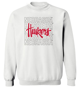 Nebraska Huskers Crewneck Sweatshirt - Script Huskers Overlay