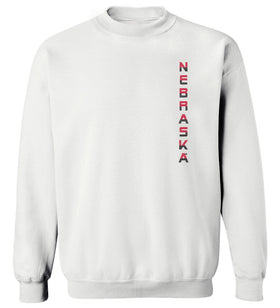 Nebraska Huskers Crewneck Sweatshirt - Striped Vertical Nebraska
