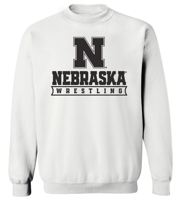 Nebraska Huskers Crewneck Sweatshirt - Nebraska Wrestling Black Ink