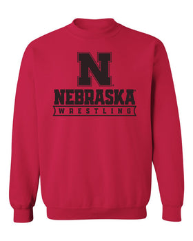 Nebraska Huskers Crewneck Sweatshirt - Nebraska Wrestling Black Ink