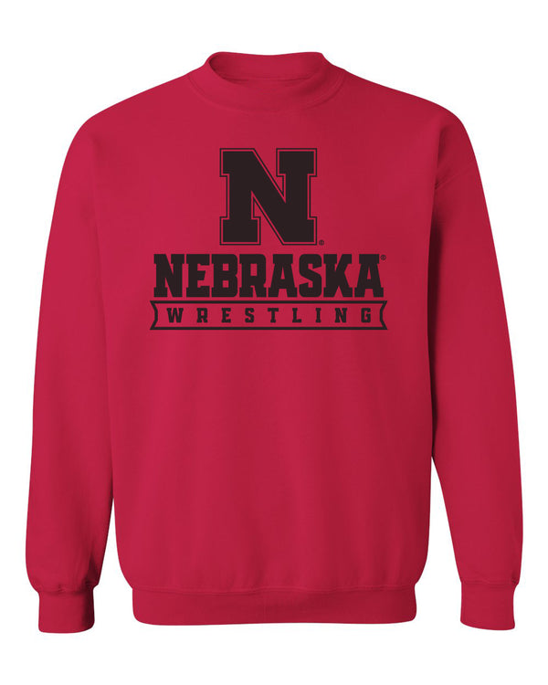 Nebraska Huskers Crewneck Sweatshirt - Nebraska Wrestling Black Ink