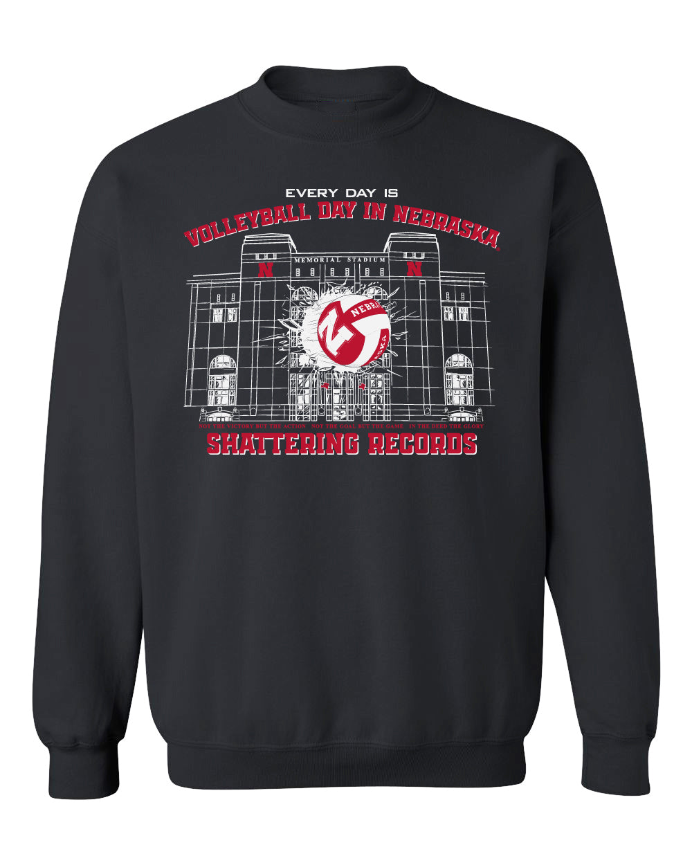 Nebraska Huskers Crewneck Sweatshirt - Volleyball Day in Nebraska