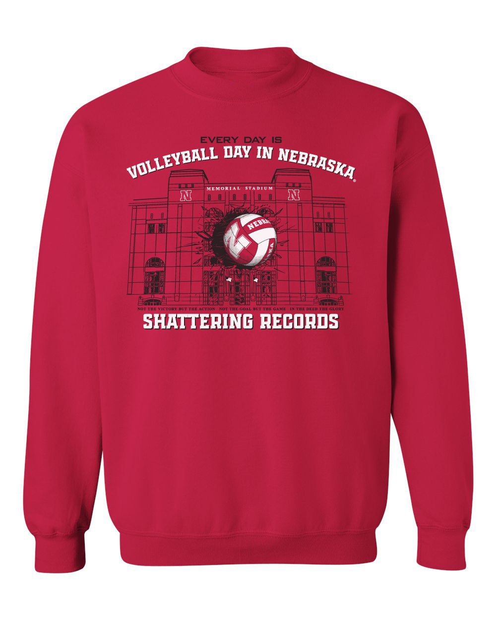 Nebraska Huskers Crewneck Sweatshirt - Volleyball Day in Nebraska