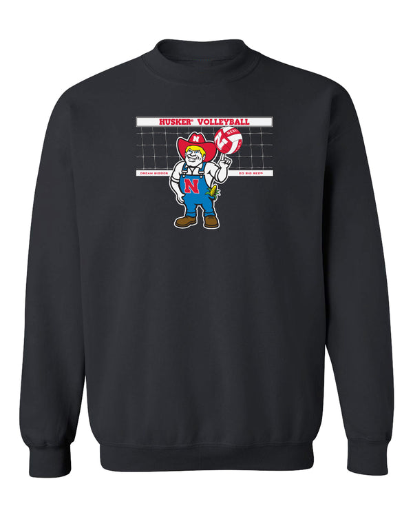 Nebraska Huskers Crewneck Sweatshirt - Nebraska Volleyball with Herbie Husker