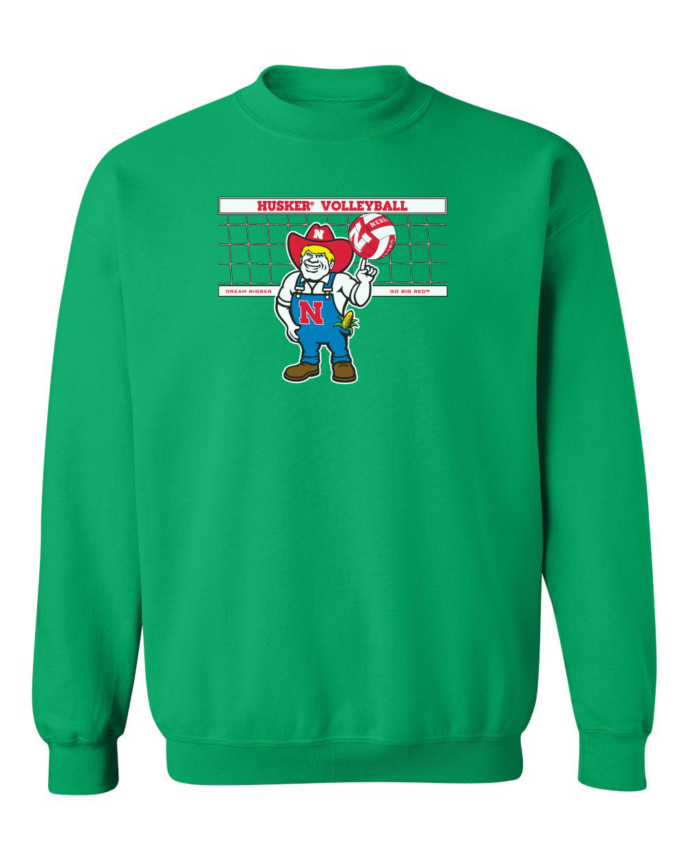 Nebraska Huskers Crewneck Sweatshirt - Nebraska Volleyball with Herbie Husker