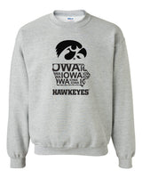 Iowa Crewneck Sweatshirt - Iowa Hawkeye State Outline