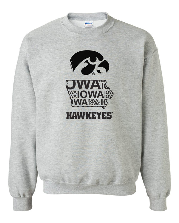Iowa Crewneck Sweatshirt - Iowa Hawkeye State Outline