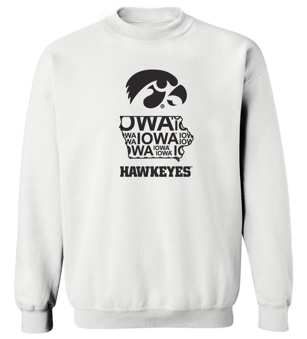 Iowa Hawkeyes Crewneck Sweatshirt - Iowa Hawkeye State Outline