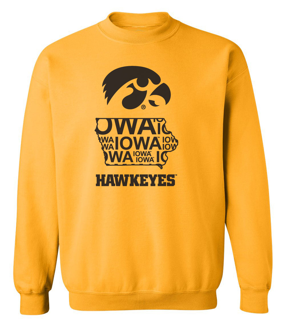 Iowa Crewneck Sweatshirt Iowa Hawkeye State Outline Cornborn Apparel 0380