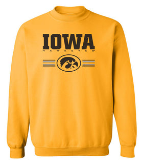 Iowa Hawkeyes Crewneck Sweatshirt - IOWA Hawkeyes Horizontal Stripe with Oval Tigerhawk
