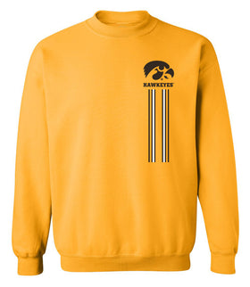 Iowa Hawkeyes Crewneck Sweatshirt - IOWA Hawkeyes Vertical Stripe with Tigerhawk
