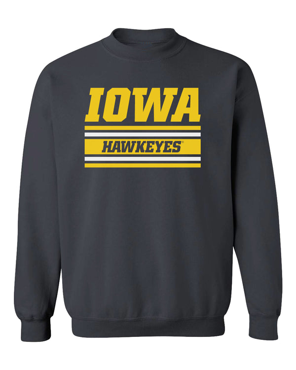 Iowa Hawkeyes Crewneck Sweatshirt - Horizontal Stripe Italic Iowa HAWKEYES