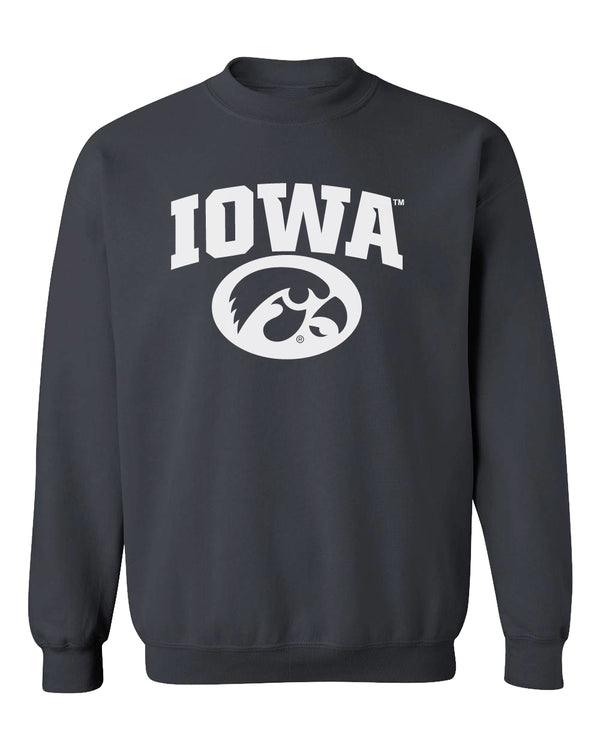 Iowa Hawkeyes Crewneck Sweatshirt - Arched IOWA with Tigerhawk Oval