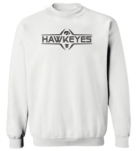 Iowa Hawkeyes Crewneck Sweatshirt - Striped HAWKEYES Football Laces