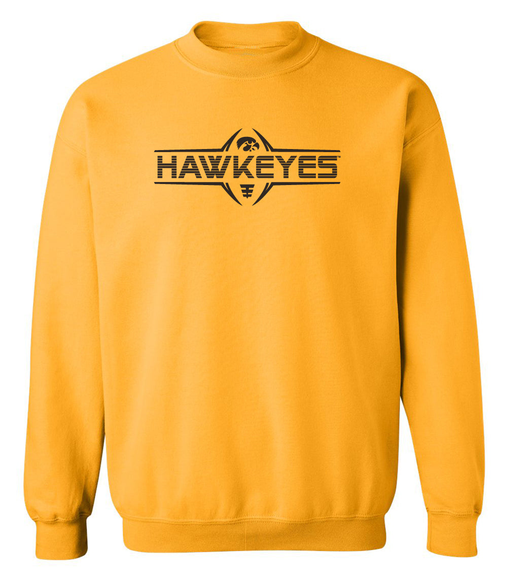 Iowa Hawkeyes Crewneck Sweatshirt - Striped Hawkeyes Football Laces