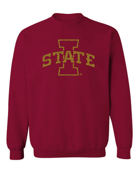 Iowa State Cyclones Crewneck Sweatshirt - I-State Logo in Gold Glitter