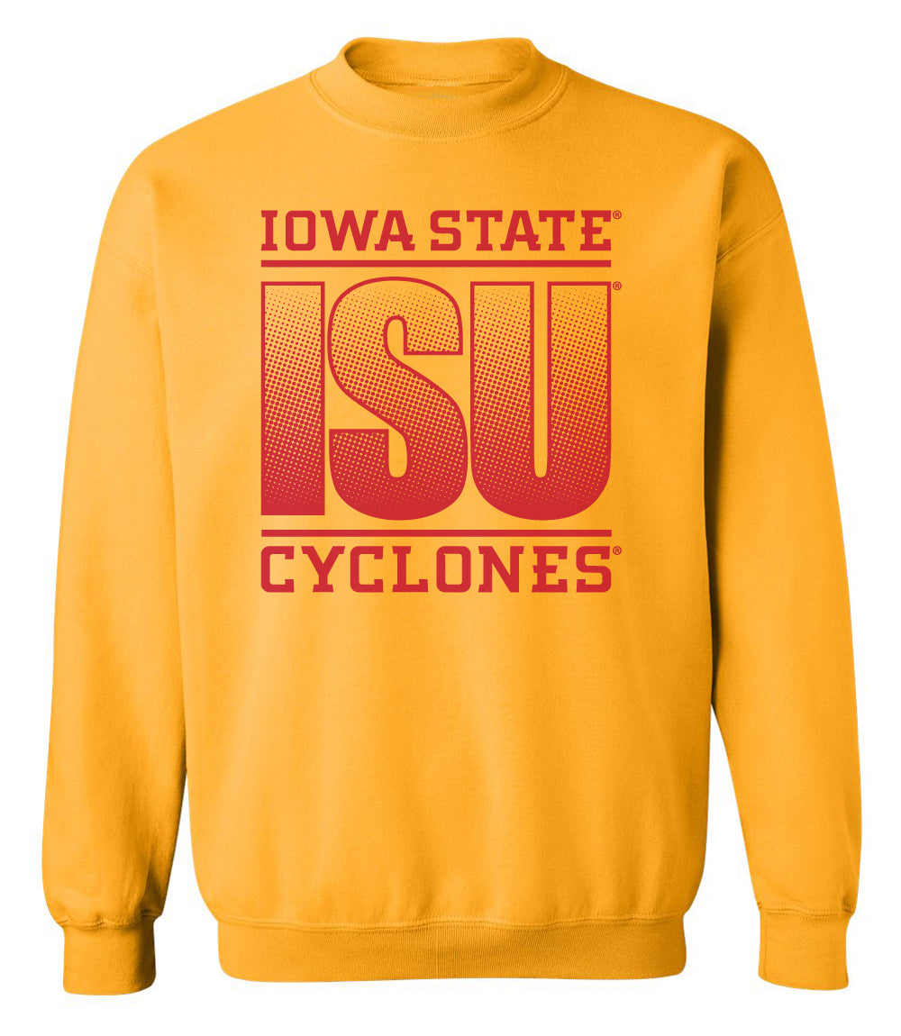 Iowa State Cyclones Crewneck Sweatshirt - ISU Fade Red on Gold