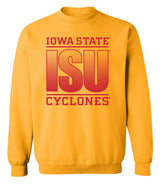 Iowa State Cyclones Crewneck Sweatshirt - ISU Fade Red on Gold