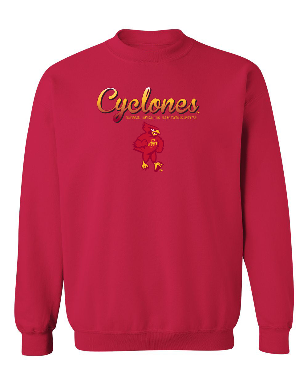 Iowa State Cyclones Crewneck Sweatshirt - Script Cyclones Full Color Fade with Cy