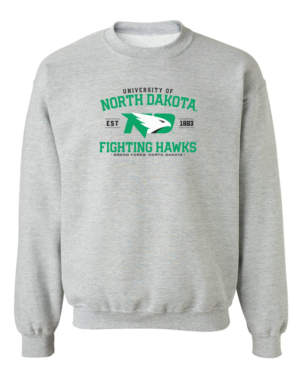 North Dakota Fighting Hawks Crewneck Sweatshirt - North Dakota Arch Primary Logo
