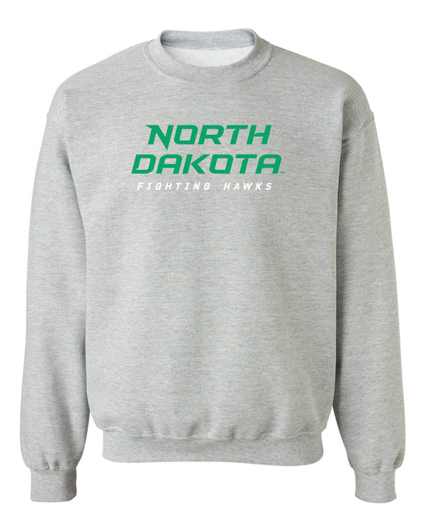 North Dakota Fighting Hawks Crewneck Sweatshirt - Official Stacked UND Word Mark